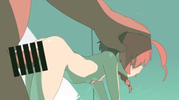 1boy 1girl ahoge animated bar_censor blue_archive braid breasts censored completely_nude cum_inflation doggystyle from_side green_background halo hand_on_another's_head height_difference hetero inflation large_hands large_penis loli neru_(blue_archive) nipples nude open_mouth orgasm penis petite red_hair robin7go rough_sex sex sex_from_behind short_hair small_breasts stomach_bulge tagme tongue tongue_out vaginal video