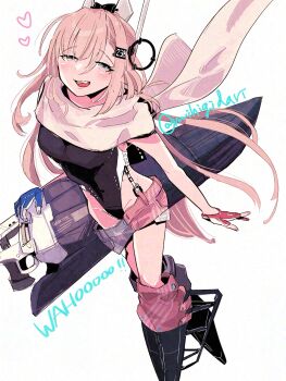 Rule 34 | 1girl, american flag, american flag print, american flag skirt, asymmetrical gloves, black one-piece swimsuit, blue gloves, breasts, covered navel, denim, denim skirt, flag print, gloves, grey eyes, grey hair, headgear, highleg, highleg one-piece swimsuit, highres, kantai collection, medium breasts, mihigidari, mismatched gloves, one-piece swimsuit, partially fingerless gloves, print skirt, red gloves, rigging, scarf, skirt, solo, super highleg, swimsuit, two-tone one-piece swimsuit, wahoo (kancolle), white one-piece swimsuit, white scarf