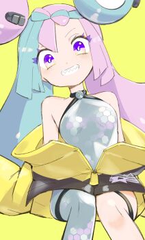 1girl absurdres highres iono_(pokemon) multicolored_hair nintendo pokemon pokemon_scarlet_and_violet sharp_teeth teeth two-tone_hair yoao_(user_hwnd2858)