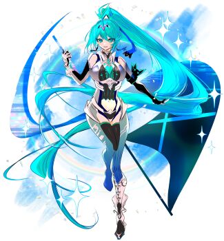 absurdres alternate_costume breasts green_eyes green_hair highres hyouri00 large_breasts long_hair pneuma_(xenoblade) ponytail very_long_hair xenoblade_chronicles_(series) xenoblade_chronicles_3