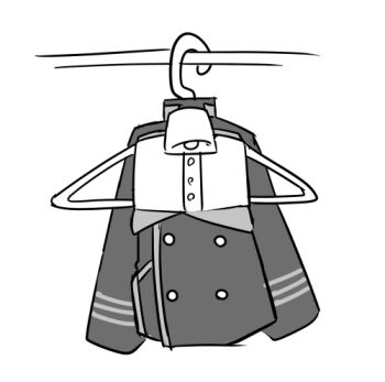 ako_(blue_archive) bell blue_archive clothes_focus clothes_hanger grey_jacket jacket lowres miranofuudoria neck_bell no_humans shirt simple_background unworn_jacket unworn_shirt white_background white_shirt