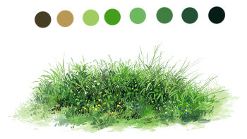 Rule 34 | color guide, day, flower, grass, home nobi, meadow, nature, no humans, original, outdoors, painterly, scenery, weeds
