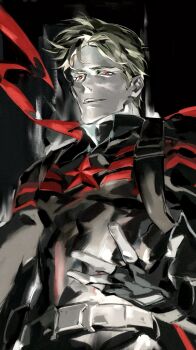 Rule 34 | 1boy, 4istfuerimmer, alternate universe, avengers (series), belt, black background, black bodysuit, black gloves, blonde hair, bodysuit, captain america, captain america (series), chinese commentary, commentary request, fingerless gloves, gloves, grey belt, hand up, highres, looking at viewer, male focus, marvel, open mouth, pale skin, red eyes, short hair, simple background, solo, standing, star (symbol), steve rogers, teeth