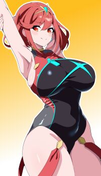 1girl absurdres breasts highres kuraido_(kuraid_draw) large_breasts pyra_(pro_swimmer)_(xenoblade) pyra_(xenoblade) red_eyes red_hair swimsuit xenoblade_chronicles_(series) xenoblade_chronicles_3