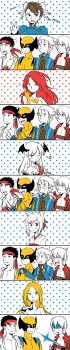 00s ;) ? absurdres amaterasu_(ookami) belt_bra black_hair blonde_hair blood blood_from_mouth blue_eyes blush_stickers breasts bridal_gauntlets brown_hair bun_cover capcom chun-li cleavage comic company_connection crossover dante_(devil_may_cry) deadpool deadpool_(series) devil_may_cry_(series) double_bun dougi earrings facial_hair felicia_(darkstalkers) finger_to_mouth gaijin_4koma_(meme) hair_bun headband highres iron_man jean_grey jewelry joelyn_lai long_image lyn_(shunao) marvel marvel_vs._capcom marvel_vs._capcom_3 mask meme morrigan_aensland multiple_boys multiple_girls one_eye_closed ookami_(game) parted_bangs personification phoenix_(x-men) red_hair ryu_(street_fighter) shuma_gorath smile street_fighter stubble sunglasses sweatdrop tall_image tony_stark trish_(devil_may_cry) unworn_eyewear v darkstalkers vergil_(devil_may_cry) viewtiful_joe viewtiful_joe_(character) white_hair wolverine_(x-men) x-men
