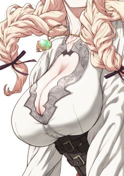 1girl breasts character_request cleavage copyright_request highres large_breasts oono_tsutomu simple_background tagme white_background