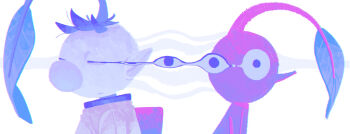 1boy back-to-back backpack bag big_nose black_eyes brown_hair closed_eyes colored_skin crying crying_with_eyes_open disembodied_eye from_side highres leaf messy_hair nintendo no_mouth olimar olimin parted_lips pikmin_(creature) pikmin_(series) pointy_ears pointy_nose red_bag red_pikmin red_skin short_hair spacesuit surreal teardrop tears upper_body very_short_hair white_background wide-eyed yu_pikmin