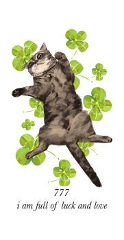 animal_focus british_shorthair cat clover commentary commission english_commentary english_text from_above full_body highres junbuug lying no_humans on_back original painterly plant simple_background white_background