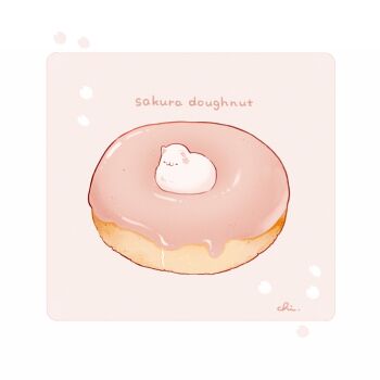 animal_focus cat chai_(drawingchisanne) donut food food_focus in_food no_humans original signature undersized_animal
