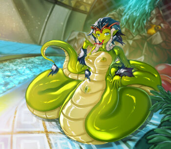 Rule 34 | blue eyes, blue hair, green scales, lamia, monster girl, naga, psychowolffy, shantae, shantae: half-genie hero, shantae (series), snake tongue