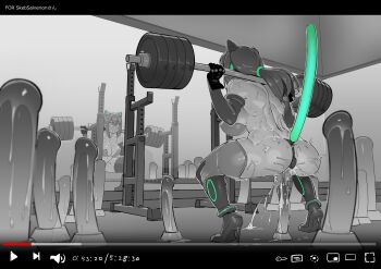 1girl anal anal_beads anal_object_insertion anal_tail animal_ears ass back blush boots bottomless breasts butt_plug cat_ears caught censored cleavage commission convenient_censoring cum dildo drooling elbow_gloves english_text exercising facial_tattoo fake_ears fake_screenshot fake_tail female_focus female_masturbation full_body gloves gym high_heels highres huge_breasts indoors japanese_text linmei_quan long_hair looking_at_mirror masturbation median_furrow mirror monochrome mosaic_censoring muscular object_insertion original partially_colored ponytail pussy pussy_juice sashizume_soutarou scar scar_on_face sex_toy sideboob solo spot_color squatting sweat tail tattoo thigh_boots toned toned_female torogao very_sweaty watermark weightlifting weights wide-eyed