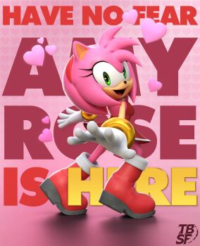 Rule 34 | 1girl, 3d, absurdres, amy rose, animal ears, animal nose, artist name, bare shoulders, body fur, boots, breasts, character name, commentary, copyright name, dress, english text, from behind, full body, furry, furry female, gloves, green eyes, hairband, happy, happy new year, happy valentine, heart, heart background, hedgehog, heel up, highres, knee boots, looking at viewer, looking back, medium breasts, new year, open mouth, outstretched arms, pink background, pink fur, pink hair, red dress, red hairband, short dress, short hair, sideways mouth, simple background, sleeveless, sleeveless dress, small breasts, smile, solo, sonic (series), standing, tbsf yt, tongue, white gloves