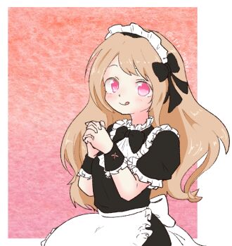 1girl chaos_marie_(grimms_notes) closed_mouth grimms_notes maid olto_rondo pink_eyes smile solo tongue_ou