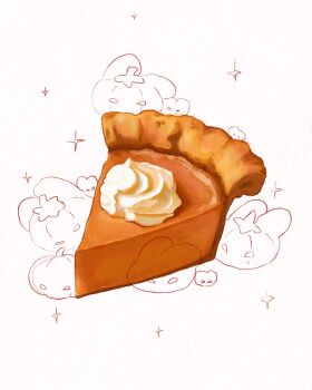food food_focus highres no_humans original pie pie_slice pumpkin_pie rokktober whipped_cream white_background