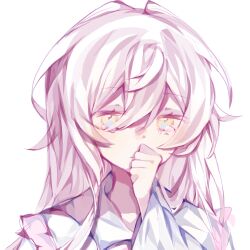 1girl crying crying_with_eyes_open gen genderswap genderswap_(mtf) hair_between_eyes long_hair looking_at_viewer multicolored_eyes solo tears welcome_to_the_nightmare_live wen_jianyan white_hair yellow_eyes