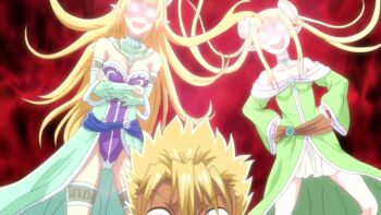 animated animated_gif breasts fruitalia_eldriel monster_girl nipples peter_grill_to_kenja_no_jikan siblings sisters vegan_eldriel