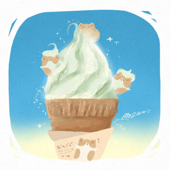 animal dog food food_focus ice_cream ice_cream_cone in_food no_humans original soft_serve undersized_animal welsh_corgi zac-chen