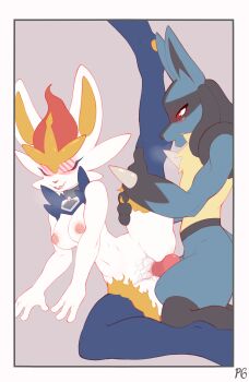 1boy 1girl absurdres animal_penis bad_tag blush border boyfriend_and_girlfriend breasts buck_teeth canine_penis cinderace closed_eyes collar couple couple_love crombie female female_cinderace female_pokemon fur furry gen_4_pokemon gen_8_pokemon hetero highres leg_glider_position leg_up loving lucario male male_lucario male_pokemon male_pokemon/female_pokemon nintendo nipples nude open_mouth penis pokemon pokemon_(creature) pussy pussy_juice sex spikes spikes_(anatomy) teeth vaginal white_border