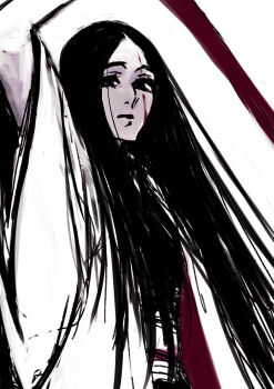 Rule 34 | 1girl, absurdres, anno im, bankai, bleach, bleach: sennen kessen-hen, blood, blood on face, commentary request, haori, highres, holding, holding sword, holding weapon, japanese clothes, long hair, minazuki (bankai), pale skin, shihakusho, solo, sword, taichou haori, unohana retsu, upper body, very long hair, weapon