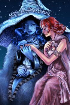 dark_souls_(series) dress elden_ring fromsoftware full_body holding_hands ranni_the_witch tarnished_(elden_ring) yuri