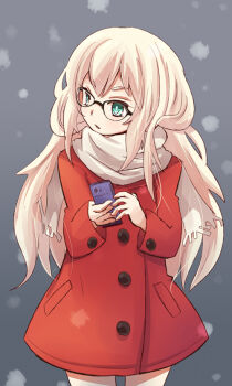 10s 1boy blonde_hair crossdressing crossdressing_(mtf) gatchaman gatchaman_crowds glasses mzk ninomiya_rui scarf trap wig winter_clothes