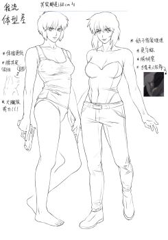 2girls aizheajsee black_outline full_body ghost_in_the_shell ghost_in_the_shell:_stand_alone_complex greyscale highres kusanagi_motoko leotard medium_hair monochrome multiple_girls multiple_persona outline panties pants strapless strapless_leotard tank_top underwear white_background