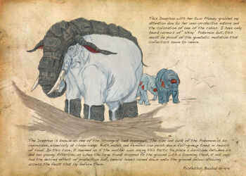 alternate_color creature donphan english_text evolutionary_line gen_2_pokemon michael_casteel nintendo no_humans phanpy pokemon pokemon_(creature) shiny_pokemon text_focus