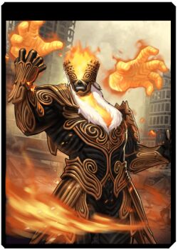 1boy 4hands armor armored_gloves fire male_focus many_hands pyrokinesis the_king_of_fighters the_king_of_fighters_xiv verse verse_(kof)