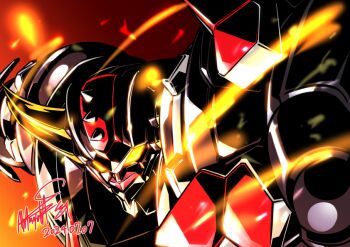 clenched_hands glowing glowing_eyes grendizer grendizer_(grendizer_u) grendizer_u horns looking_at_viewer mazinger_(series) mecha mecha_focus no_humans redesign robot science_fiction spikes super_robot tagme ufo_robo_grendizer zzz_sakaz