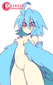 10:16 1girl animated animated_gif avian_humanoid blue_hair blue_wings blush bouncing_breasts breasts diives duplicate feathers female_focus harpy heart looping_animation monster_girl monster_girl_(genre) monster_musume monster_musume_no_iru_nichijou navel nipples nude papi_(monster_musume) patreon pussy small_breasts solo su0435u0445ual thick_thighs thighs video wings
