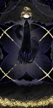 1other black_robe chinese_commentary commentary_request field flower flower_field flower_on_head frostedmirror grey_background highres iterator_(rain_world) karma_flower_(rain_world) karma_symbol_(rain_world) plant_on_head rain_world robe the_prince_(rain_world) wide_face