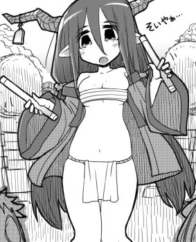 Rule 34 | 1girl, alternate costume, bare shoulders, breasts, chest sarashi, cleavage, cowboy shot, danua, doll, draph, drum, drumsticks, ecchuu fundoshi, fundoshi, granblue fantasy, gretel (granblue fantasy), greyscale, hair between eyes, hansel (granblue fantasy), happi, highres, holding, holding drumsticks, horn ornament, horns, instrument, japanese clothes, large breasts, long hair, long sleeves, looking at viewer, mole, mole on breast, monochrome, open mouth, pointy ears, sarashi, solo, taiko drum, taiko sticks, tsuda takashi, underboob, very long hair, wide sleeves