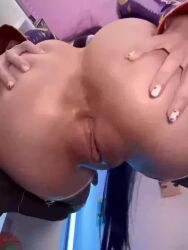 1girl animated anus ass ass_shake audible_music black_hair breasts cleft_of_venus cosplay cyberlycrush dancing fat_mons from_behind genshin_impact highres large_breasts long_hair mona_(genshin_impact) music no_panties pussy_juice real_life solo sound tagme twerking uncensored video