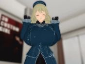 10s 1girl 3d 3d_custom_girl animated arms_up ascot atago_(kancolle) beret black_gloves black_pantyhose black_skirt blonde_hair blue_background blue_hat blue_jacket blush bouncing_breasts breast_expansion breasts duplicate female_focus flim13 gloves green_eyes happy hat huge_breasts indoors jacket jiggle kantai_collection large_breasts long_hair long_sleeves military military_uniform monster_girl pantyhose poster_(medium) resized skirt slime_girl smile solo standing third-party_edit upscaled video