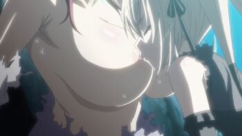 2girls age_difference animated animated_gif bdsm blonde_hair blue_eyes blush bound breast_sucking breastfeeding breasts closed_eyes ekaterina_kurae glowing highres hoods_entertainment huge_breasts loli looking_at_another molestation multiple_girls nipples onee-loli oribe_mafuyu red_hair sadism seikon_no_qwaser sweat tears topless_female torn_clothes trembling uno_makoto yuri