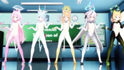 0x0 1boy 3d 6+girls age_difference ahoge animal_ears animated arona_(blue_archive) audible_music black_hair blonde_hair blue_archive blue_eyes blue_hair bookcase bow bowtie braid brown_eyes cat_ears cat_girl cat_tail chalkboard chise_(blue_archive) classroom clock dancing doodle_sensei_(blue_archive) flat_chest flower full_body functionally_nude green_eyes hair_between_eyes hair_bun hair_flower hair_ornament halo heterochromia highres horns hoshino_(blue_archive) kisaki_(blue_archive) kokona_(blue_archive) loli mari_(blue_archive) meme midori_(blue_archive) momoi_(blue_archive) mouse_ears mouse_girl mouse_tail multiple_girls pasties pink_eyes pink_hair pussy red_eyes reverse_bunnysuit reverse_outfit ribbon sensei_(blue_archive) side_ponytail sound standing tagme tail twintails video white_hair