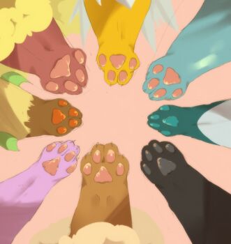 animal animal_focus claws dagasi eevee espeon flareon gen_1_pokemon gen_2_pokemon gen_4_pokemon glaceon jolteon leafeon nintendo no_humans pawpads pink_background pokemon pokemon_(creature) simple_background umbreon vaporeon