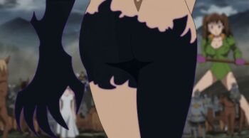 2010s amputee animated animated_gif ass ass_focus aura clenched_hand convenient_censoring demon_girl derieri diane_(nanatsu_no_taizai) elizabeth_liones energy energy_fist energy_leg from_behind glowing injury living_shadow monster_girl nanatsu_no_taizai nude outdoors prosthesis prosthetic_arm prosthetic_leg scar walking