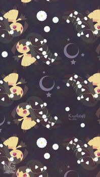 Rule 34 | closed mouth, colored skin, crescent moon, extra mouth, flower, gen 3 pokemon, highres, mawile, meme (sleepsheep), moon, multicolored skin, nintendo, pokemon, pokemon (creature), pokemon focus, red eyes, sharp teeth, star (symbol), teeth, two-tone skin, yellow skin