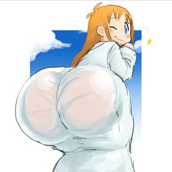 ass huge_ass loli nichijou obamaslippers orange_hair professor_shinonome shortstack smug