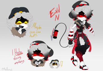 2boys alternate_universe android black_jacket chain chain_necklace collar commentary dark_persona dual_persona english_text face_filter highres humanoid_robot jacket jewelry mechanical_arms megbanned multiple_boys murder_drones n_(murder_drones) necklace robot screen short_hair spiked_collar spikes tail white_hair yellow_eyes