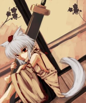 1girl female_focus highres inubashiri_momiji ruka solo sword touhou weapon wolf_ears