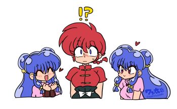2girls blue_eyes braid genderswap genderswap_(mtf) multiple_girls multiple_views purple_hair ranma-chan ranma_1/2 red_eyes red_hair saotome_ranma shampoo_(ranma_1/2) single_braid