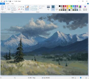 art_program_in_frame christian_young cloud cloudy_sky commentary day english_commentary hill landscape microsoft_paint_(medium) microsoft_paint_(software) mountain mountainous_horizon no_humans original outdoors painterly scenery screencap sky tree
