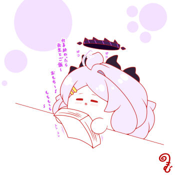 Rule 34 | :d, afterimage, ahoge, ahoge wag, blue archive, blush, chibi, closed eyes, commentary request, expressive hair, facing viewer, grey hair, hair ornament, hairclip, halo, highres, hina (blue archive), horns, kurukurumagical, long hair, open mouth, paper stack, parted bangs, partially translated, single hair intake, smile, solo, translation request, very long hair, white background