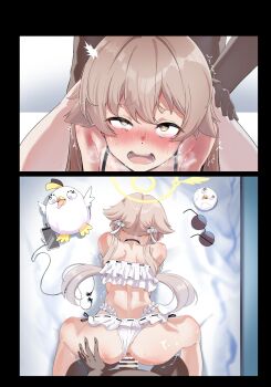 Rule 34 | 1boy, 1girl, absurdres, anus, bikini, blue archive, cellphone, commentary request, doggystyle, from behind, hair ornament, halo, hand on another's ass, heavy breathing, hetero, hifumi (blue archive), hifumi (swimsuit) (blue archive), highres, liking, low twintails, off-shoulder bikini, off shoulder, official alternate costume, open mouth, peroro (blue archive), phone, ribbon-trimmed bikini, ribbon-trimmed swimsuit, ribbon trim, round eyewear, ruffle bikini, sex, sex from behind, side-tie bikini bottom, solo focus, stuffed animal, stuffed bird, stuffed toy, sunglasses, swimsuit, twintails, unworn eyewear, white bikini, wing hair ornament, winged halo, yellow halo