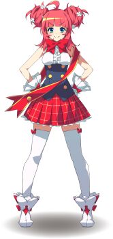 Rule 34 | 1girl, ahoge, bare arms, blush, boots, bow, bowtie, breasts, double bun, flower, frills, full body, game cg, gloves, green eyes, hair bun, hair flower, hair ornament, hands on own hips, highres, hime cut, looking at viewer, melrice (monnashi princess), monnashi princess, non-web source, official art, pink hair, princess, red bow, red sash, red skirt, sash, shirt, short hair, simple background, skirt, sleeveless, sleeveless shirt, small breasts, smile, solo, tachi-e, thighhighs, transparent background, white gloves, white shirt, white thighhighs, zettai ryouiki