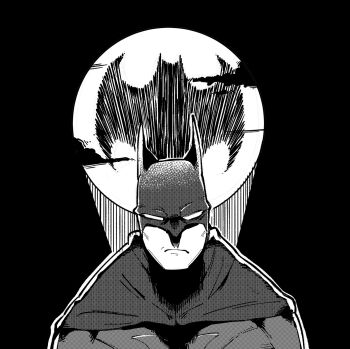 1boy bat_signal batman batman_(series) batman_symbol bodysuit cape closed_mouth cloud dc_comics greyscale highres looking_at_viewer male_focus mask monochrome shimazaki1152 simple_background solo upper_body