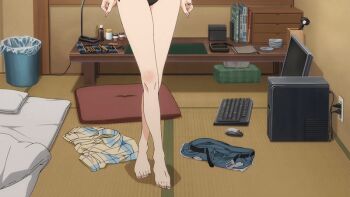 1girl 2022 20s animated animated_gif bikini black_bikini blonde_hair blouse blush breasts calendar choker cleavage closed_eyes collar collarbone computer ear_piercing earrings floral_print groin hand_on_own_hip jewelry kitagawa_marin large_breasts long_hair nail_polish navel pencil piercing ring shirt shorts side-tie_bikini_bottom smile sono_bisque_doll_wa_koi_wo_suru stomach string_bikini swimsuit tagme teeth thighs unworn_blouse unworn_shorts v