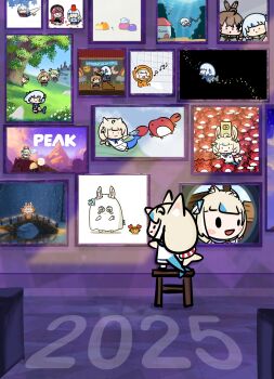 2025 absurdres against_fourth_wall ahoge animal_ear_fluff animal_ears antler_ribbon antlers blonde_hair blue_eyes blue_hair blue_hoodie blue_streaks bob_cut brown_capelet brown_cloak brown_corset brown_hair capelet cat_ears ceres_fauna clannad cloak corset crab crown dango_daikazoku dooby dress ebi-chan_(gawr_gura) eyewear_on_head feather_hair_ornament feathers fins fish_costume fish_girl fish_hood fish_tail fisheye flower gawr_gura ghost_costume gold_creator_award green_hair hair_flower hair_ornament halloween_costume hat highres hololive hololive_english hood hoodie horns indie_virtual_youtuber kaniki_(sameko_saba) lifebuoy_anklet lifebuoy_hair_ornament long_hair low_twintails mori_calliope multicolored_hair nanashi_mumei nanashi_mumei_(1st_costume) ninomae_ina'nis one_side_up panther_ears panther_girl paper_boat peak_(game) pink_hair ponytail raora_panthera sameko_saba sameko_saba_(halloween) sameko_saba_(roommate) scrunchie shark_girl shark_tail short_hair shrimp smile sousou_no_frieren streaked_hair sunglasses sutee_c tail takanashi_kiara the_birth_of_venus tree_horns twintails very_long_hair virtual_youtuber watson_amelia white_dress wrist_scrunchie youtube_creator_award youtube_logo